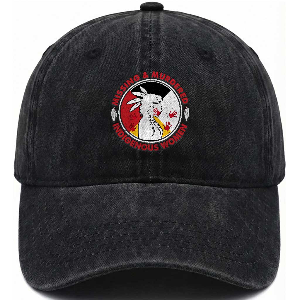 MMIW Missing and Murdered Indigenous Women Red Hand Washed Cotton Baseball Cap TS14 Washed Cap Universal Fit Black Print Your Wear