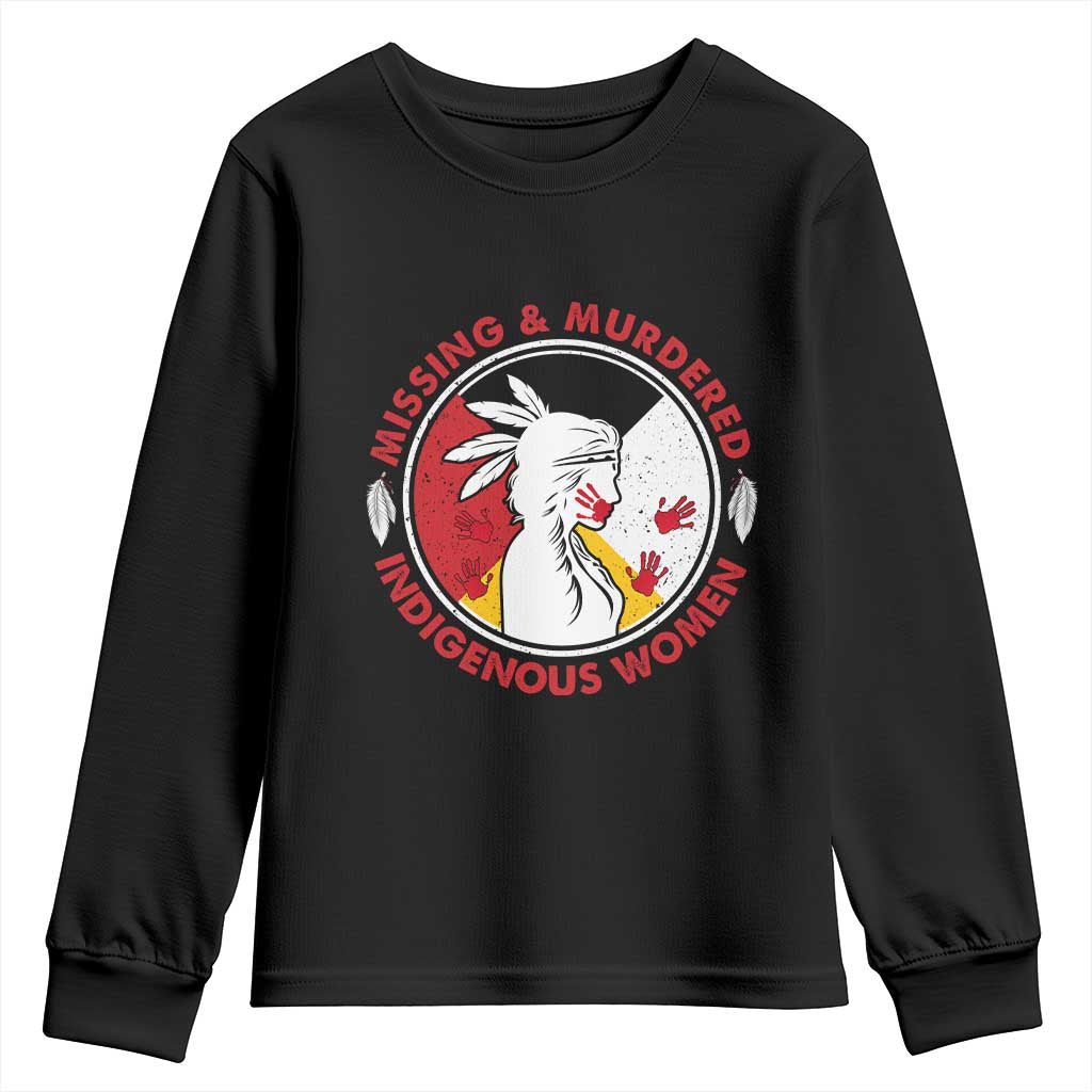 MMIW Missing and Murdered Indigenous Women Red Hand Youth Sweatshirt TS14 Black Print Your Wear