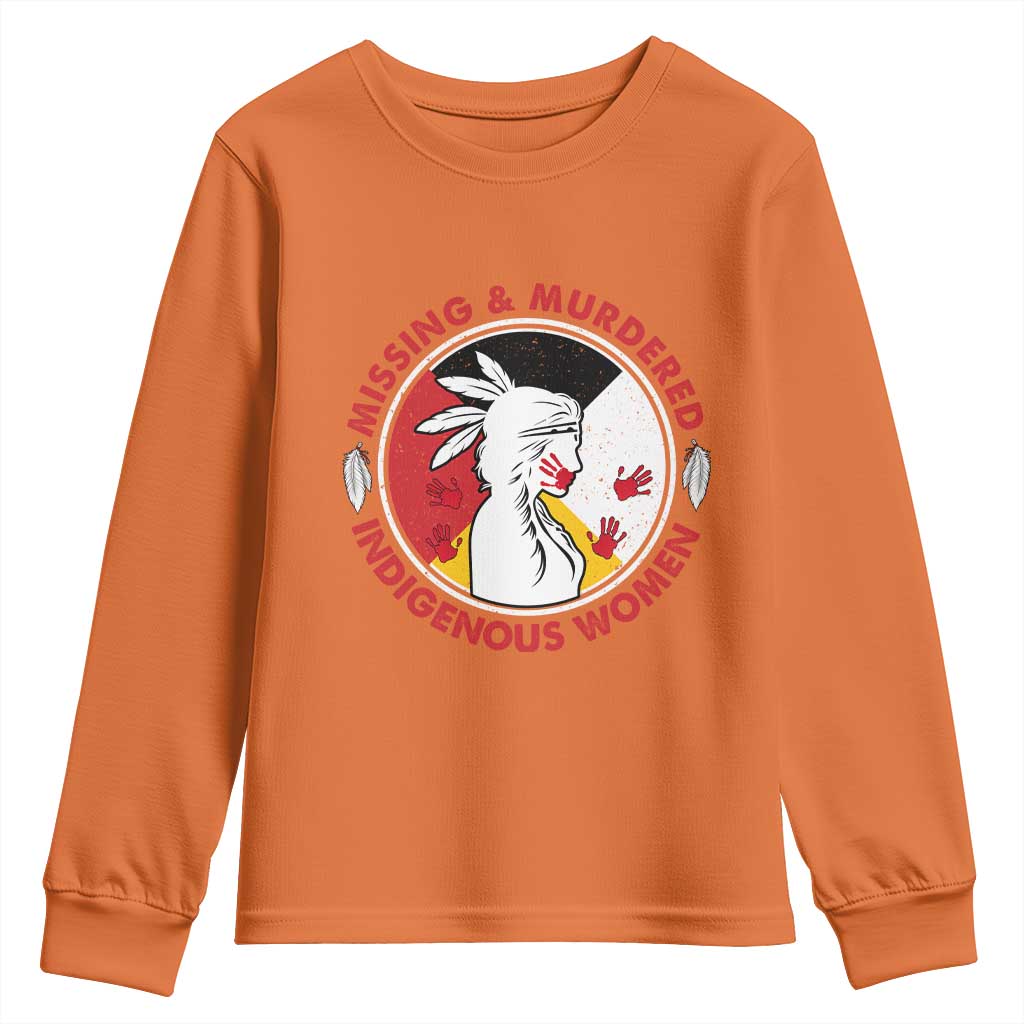 MMIW Missing and Murdered Indigenous Women Red Hand Youth Sweatshirt TS14 Orange Print Your Wear