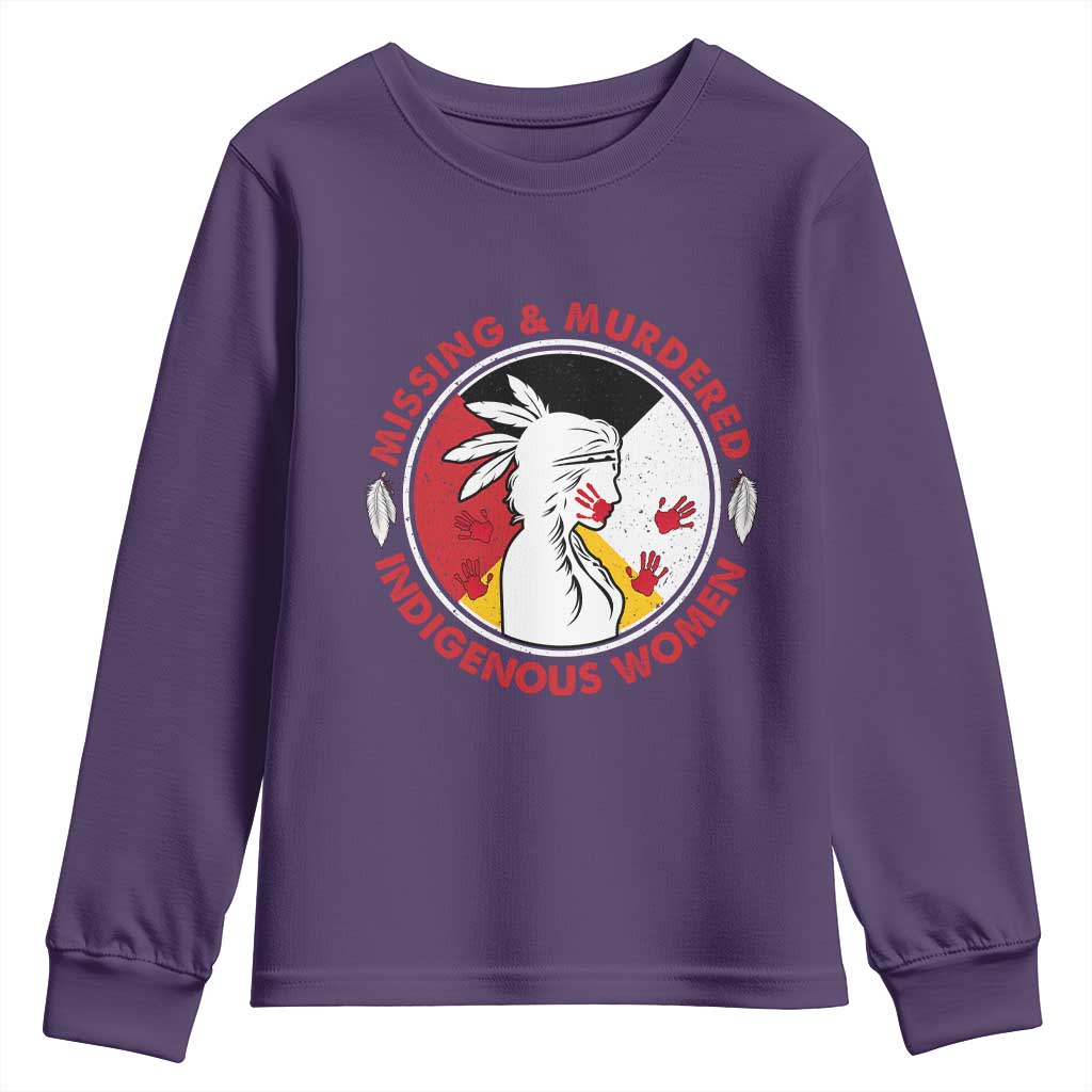 MMIW Missing and Murdered Indigenous Women Red Hand Youth Sweatshirt TS14 Purple Print Your Wear