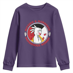 MMIW Missing and Murdered Indigenous Women Red Hand Youth Sweatshirt TS14 Purple Print Your Wear