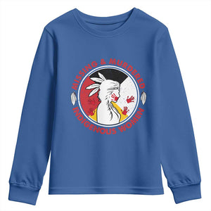 MMIW Missing and Murdered Indigenous Women Red Hand Youth Sweatshirt TS14 Royal Blue Print Your Wear