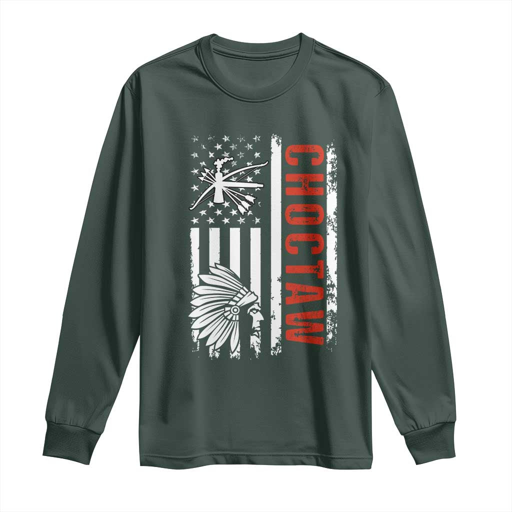 Choctaw Tribe Native American Day Indigenous Peoples Day Long Sleeve Shirt TS14 Dark Forest Green Print Your Wear