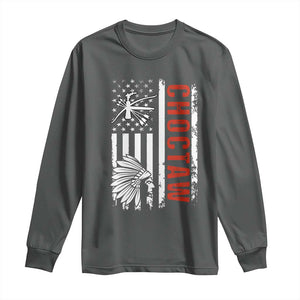 Choctaw Tribe Native American Day Indigenous Peoples Day Long Sleeve Shirt TS14 Dark Heather Print Your Wear