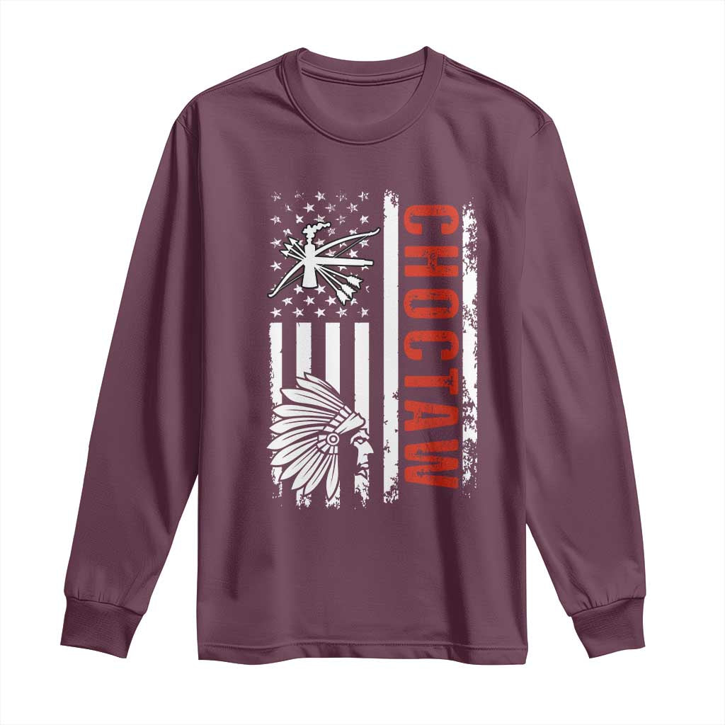 Choctaw Tribe Native American Day Indigenous Peoples Day Long Sleeve Shirt TS14 Maroon Print Your Wear