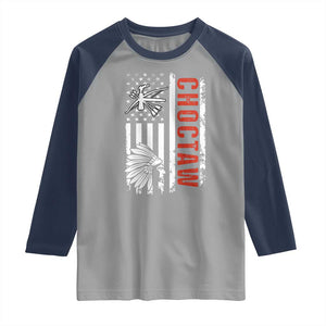 Choctaw Tribe Native American Day Indigenous Peoples Day Raglan Shirt TS14 Sport Gray Navy Print Your Wear