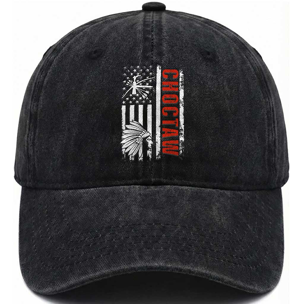 Choctaw Tribe Native American Day Indigenous Peoples Day Washed Cotton Baseball Cap TS14 Washed Cap Universal Fit Black Print Your Wear