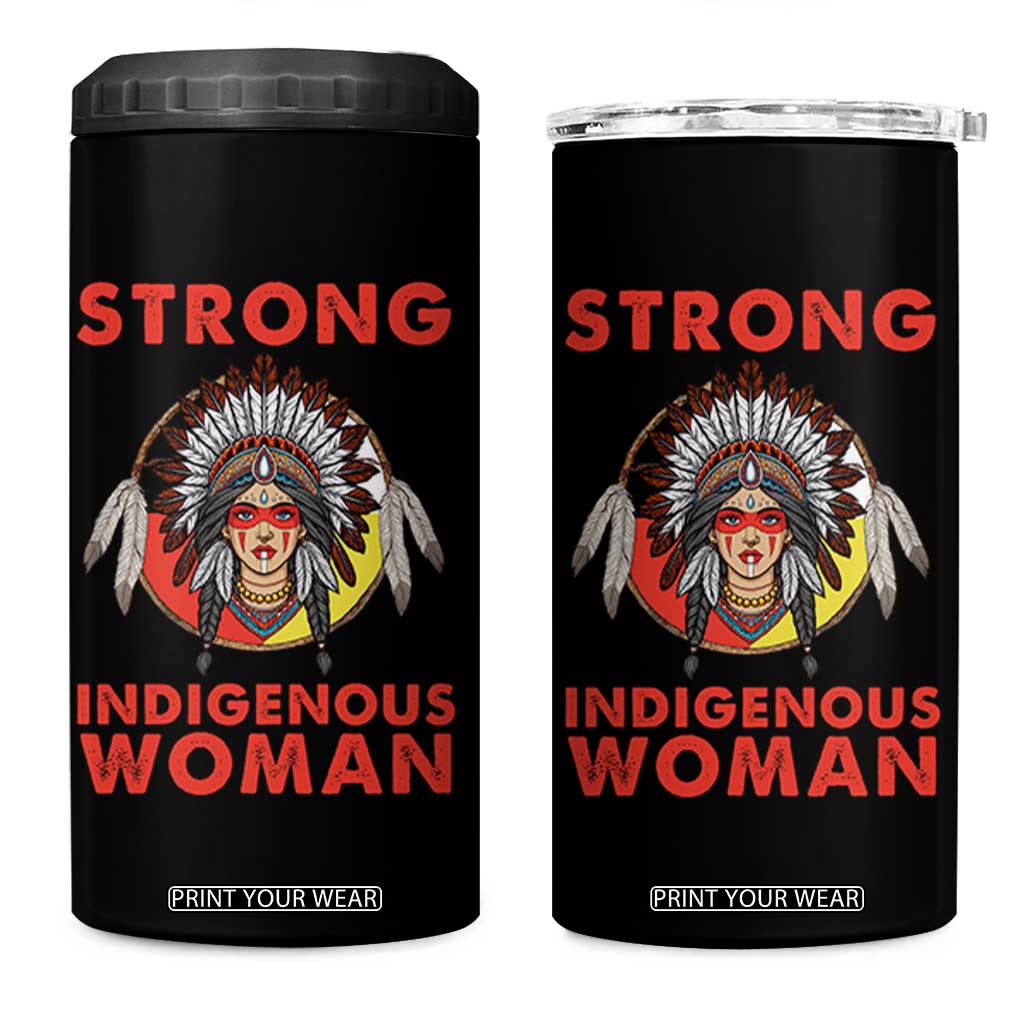 MMIW Native American Strong Indigenous Woman 4 in 1 Can Cooler Tumbler TS14 One Size: 16 oz Black Print Your Wear