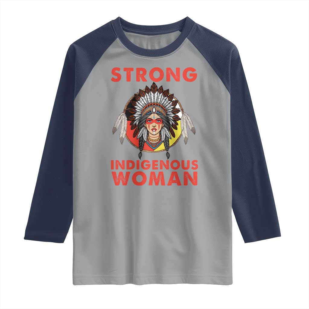 MMIW Native American Strong Indigenous Woman Raglan Shirt TS14 Sport Gray Navy Print Your Wear