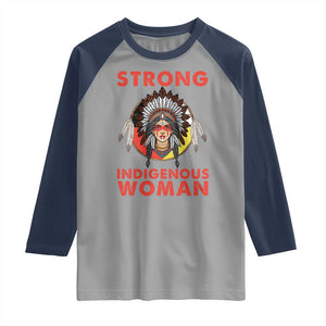 MMIW Native American Strong Indigenous Woman Raglan Shirt TS14 Sport Gray Navy Print Your Wear