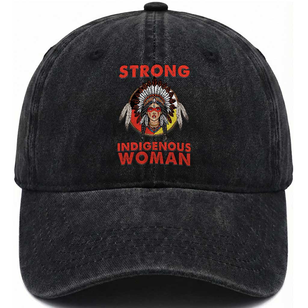 MMIW Native American Strong Indigenous Woman Washed Cotton Baseball Cap TS14 Washed Cap Universal Fit Black Print Your Wear