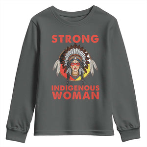 MMIW Native American Strong Indigenous Woman Youth Sweatshirt TS14 Dark Heather Print Your Wear