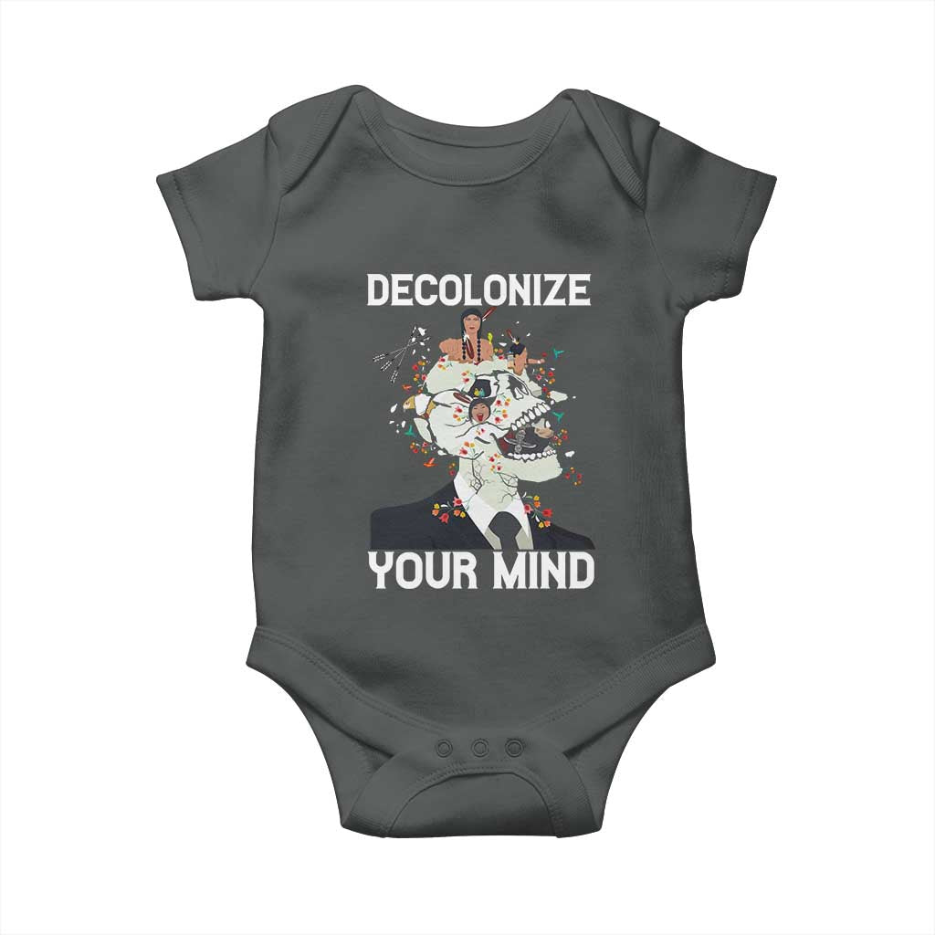 Indigenous People Native American Baby Onesie Decolonize Your Mind TS14 Dark Heather Print Your Wear