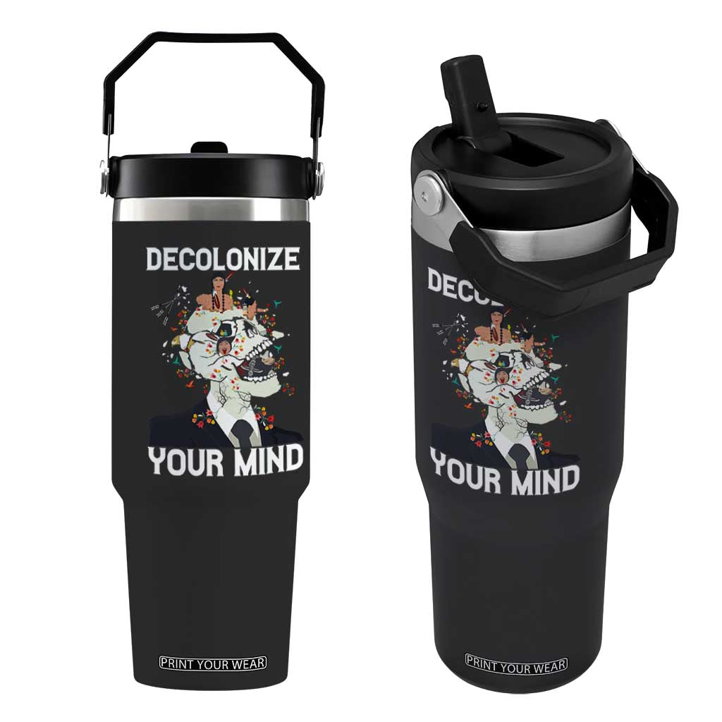 Indigenous People Native American Flip Straw Tumbler Decolonize Your Mind TS14 One Size: 30 oz Black Print Your Wear