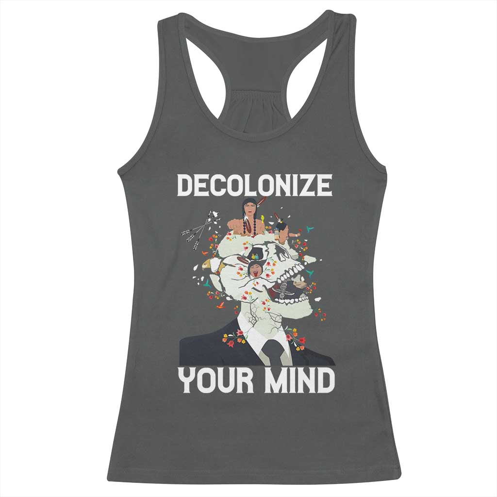 Indigenous People Native American Racerback Tank Top Decolonize Your Mind TS14 Dark Heather Print Your Wear