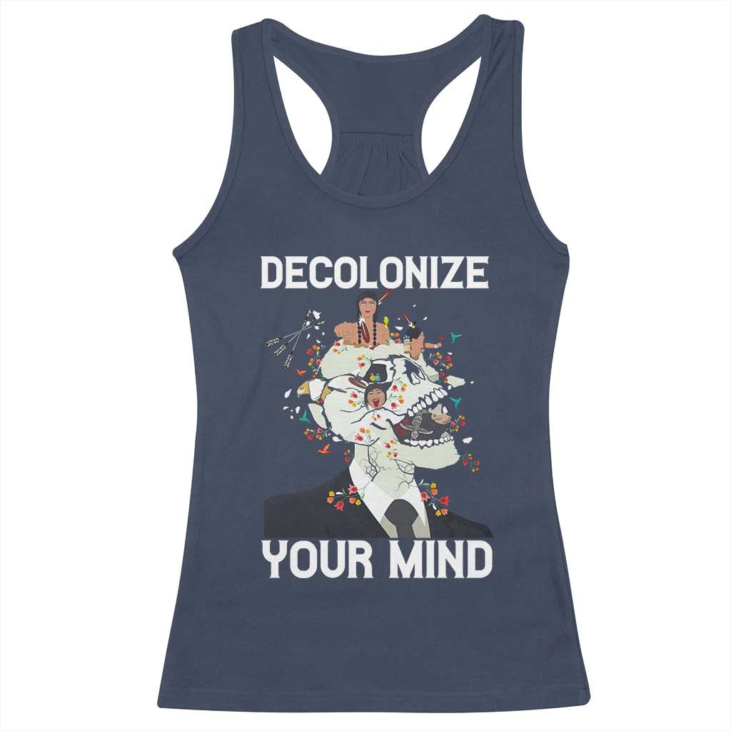 Indigenous People Native American Racerback Tank Top Decolonize Your Mind TS14 Navy Print Your Wear