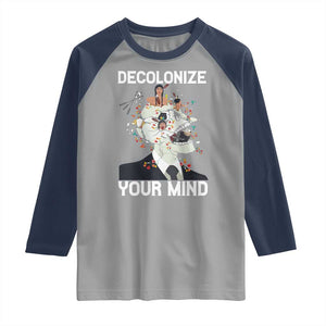 Indigenous People Native American Raglan Shirt Decolonize Your Mind TS14 Sport Gray Navy Print Your Wear