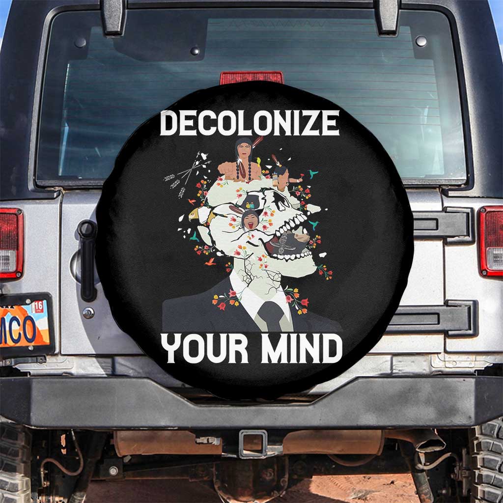 Indigenous People Native American Spare Tire Cover Decolonize Your Mind TS14 No hole Black Print Your Wear