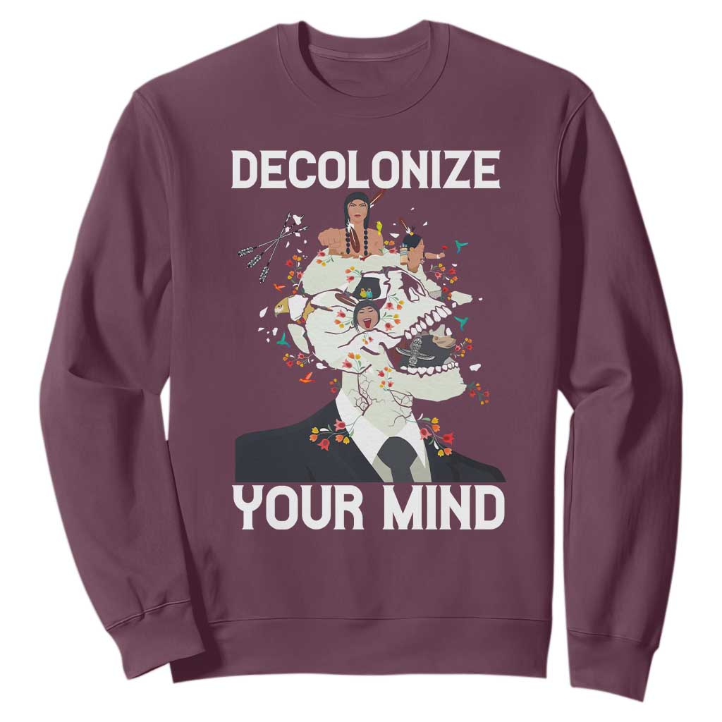 Indigenous People Native American Sweatshirt Decolonize Your Mind TS14 Maroon Print Your Wear