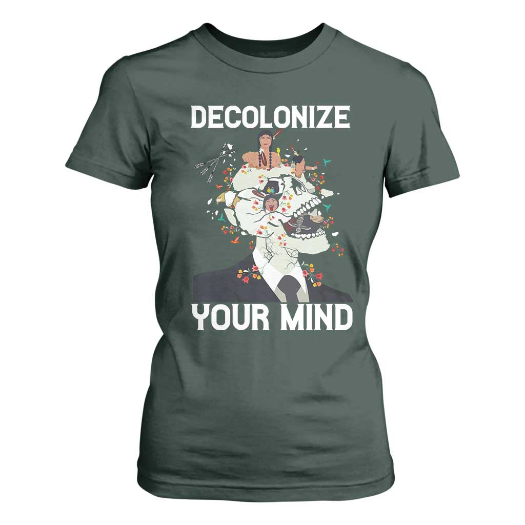 Indigenous People Native American T Shirt For Women Decolonize Your Mind TS14 Dark Forest Green Print Your Wear