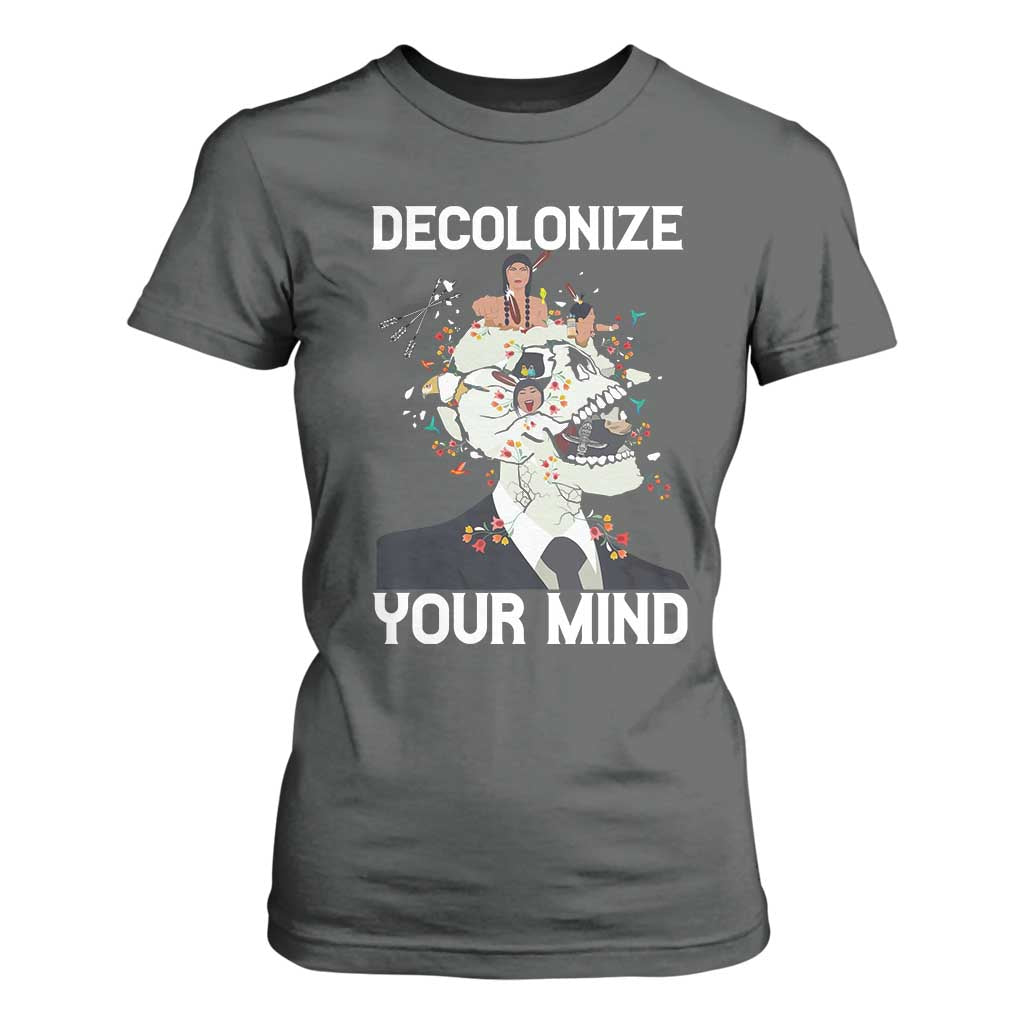 Indigenous People Native American T Shirt For Women Decolonize Your Mind TS14 Dark Heather Print Your Wear