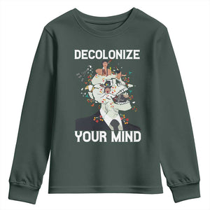 Indigenous People Native American Youth Sweatshirt Decolonize Your Mind TS14 Dark Forest Green Print Your Wear