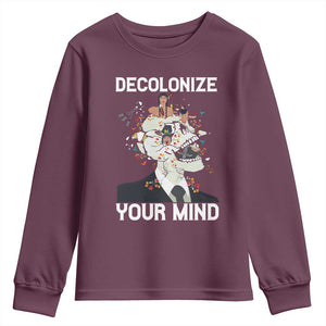 Indigenous People Native American Youth Sweatshirt Decolonize Your Mind TS14 Maroon Print Your Wear
