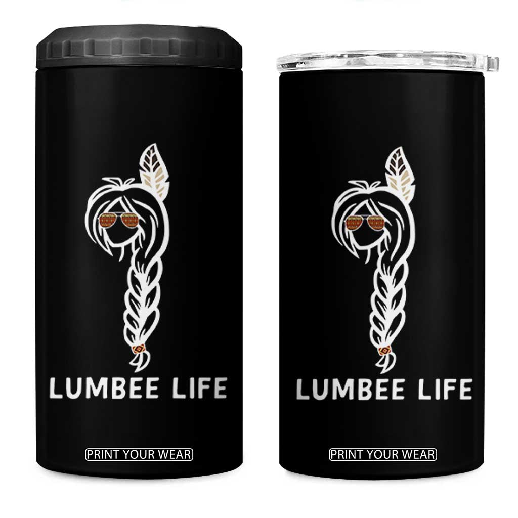 Native American Women 4 in 1 Can Cooler Tumbler Lumbee American Indian Tribe Indigenous Girl Life TS14 One Size: 16 oz Black Print Your Wear