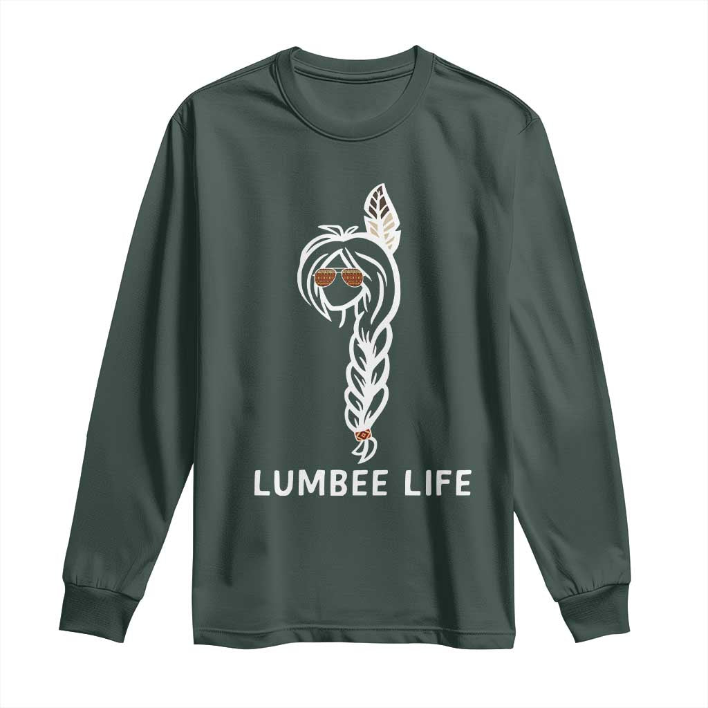 Native American Women Long Sleeve Shirt Lumbee American Indian Tribe Indigenous Girl Life TS14 Dark Forest Green Print Your Wear