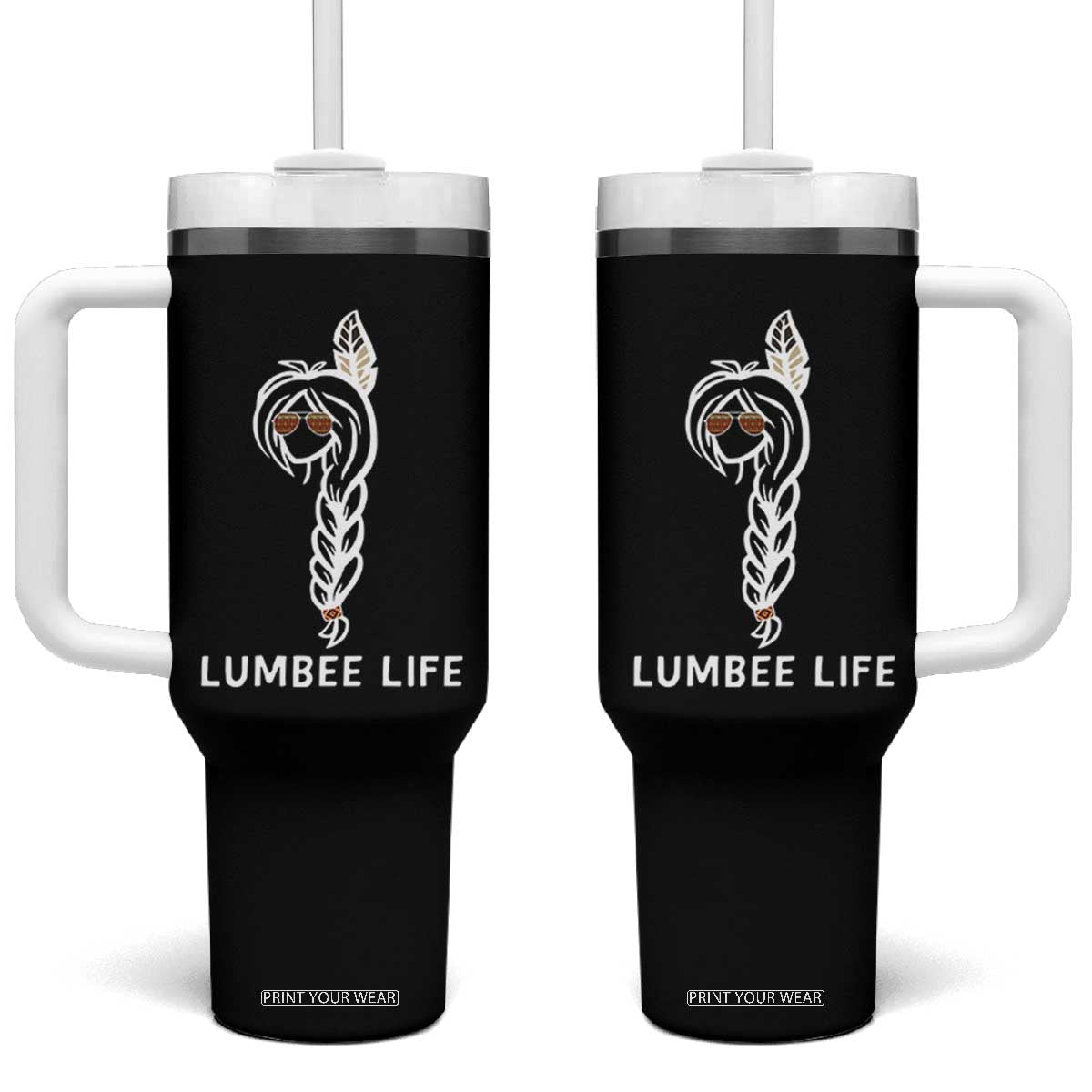 Native American Women Tumbler With Handle Lumbee American Indian Tribe Indigenous Girl Life TS14 One Size: 40 oz Black Print Your Wear