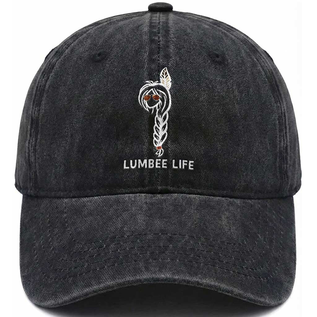 Native American Women Washed Cotton Baseball Cap Lumbee American Indian Tribe Indigenous Girl Life TS14 Washed Cap Universal Fit Black Print Your Wear