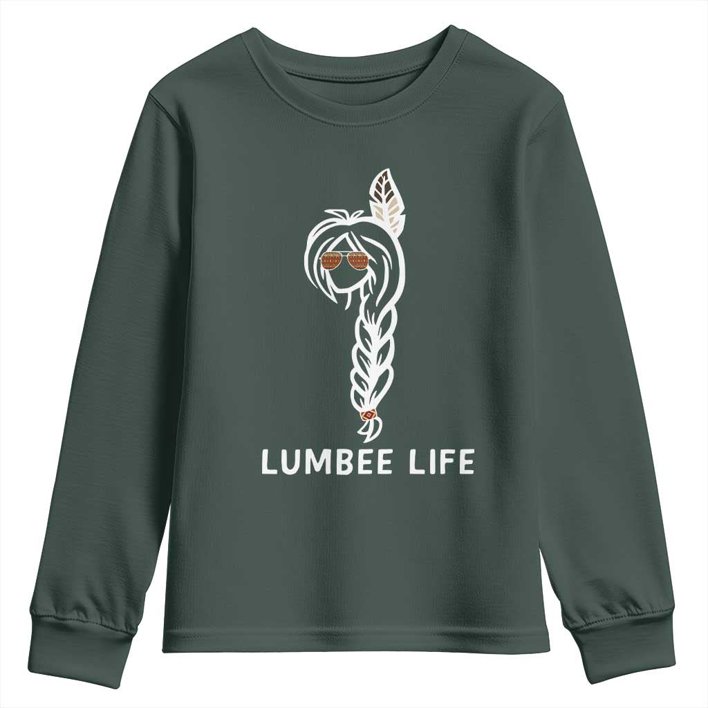 Native American Women Youth Sweatshirt Lumbee American Indian Tribe Indigenous Girl Life TS14 Dark Forest Green Print Your Wear