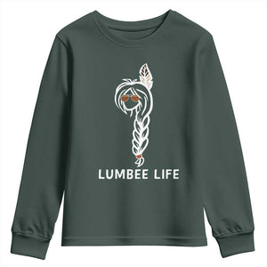 Native American Women Youth Sweatshirt Lumbee American Indian Tribe Indigenous Girl Life TS14 Dark Forest Green Print Your Wear