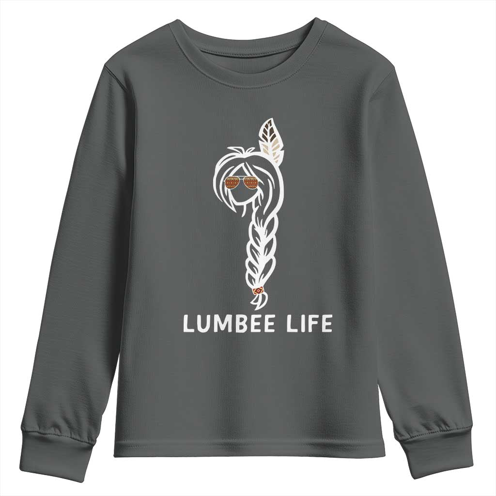 Native American Women Youth Sweatshirt Lumbee American Indian Tribe Indigenous Girl Life TS14 Dark Heather Print Your Wear