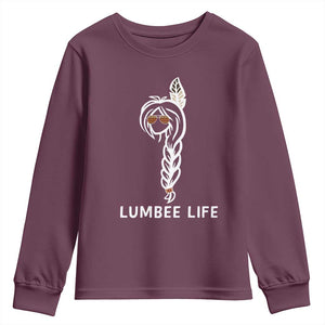 Native American Women Youth Sweatshirt Lumbee American Indian Tribe Indigenous Girl Life TS14 Maroon Print Your Wear