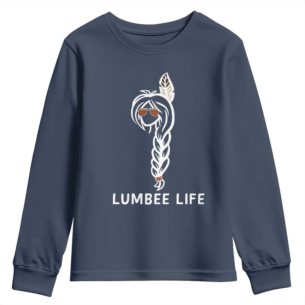 Native American Women Youth Sweatshirt Lumbee American Indian Tribe Indigenous Girl Life TS14 Navy Print Your Wear