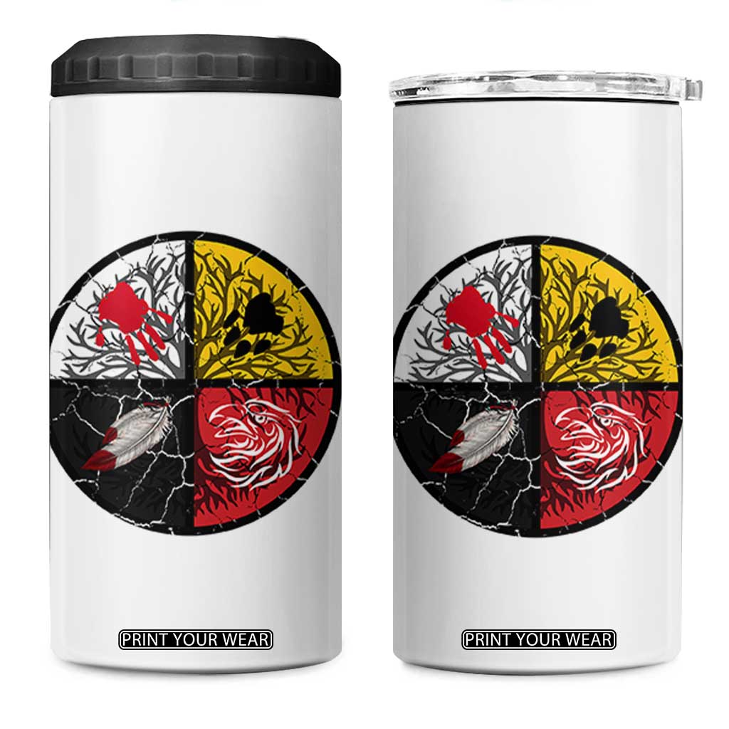 Native American Medicine Wheel MMIW 4 in 1 Can Cooler Tumbler TS14 One Size: 16 oz White Print Your Wear