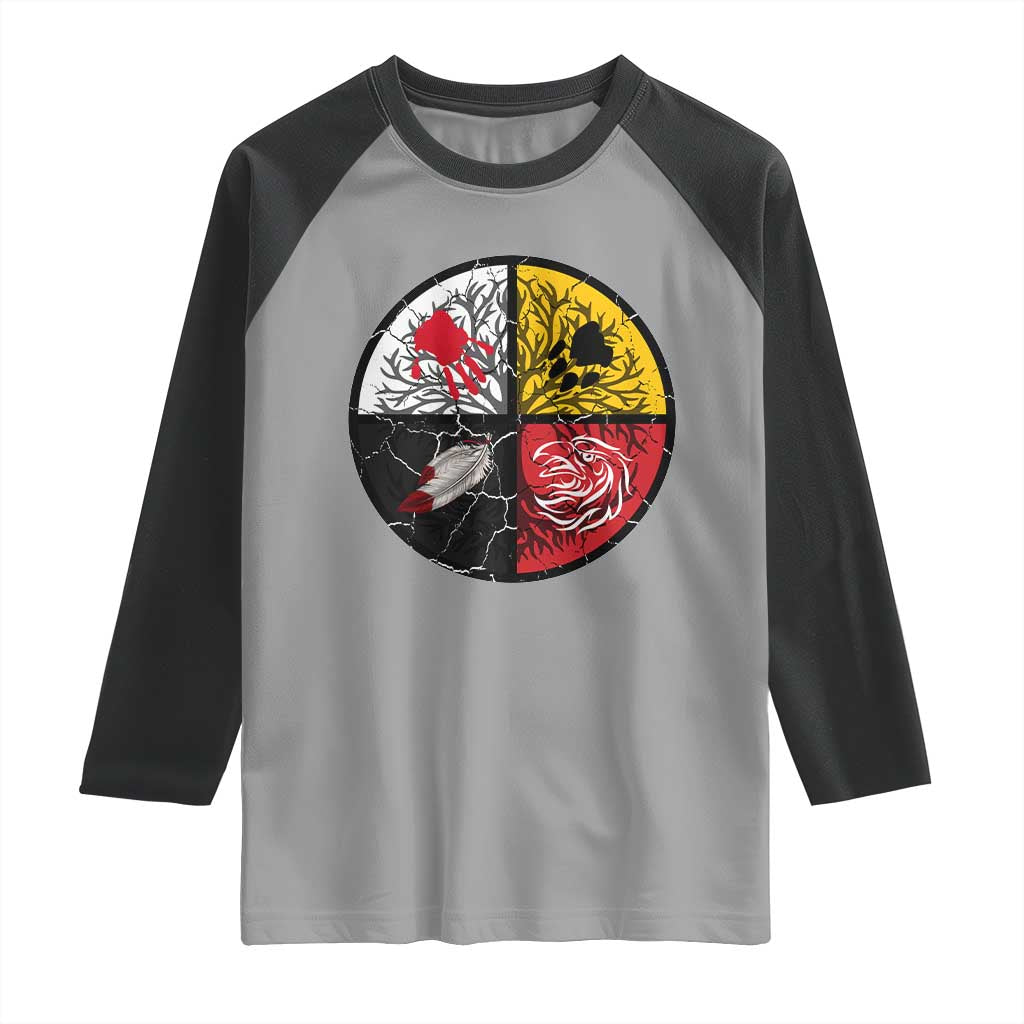 Native American Medicine Wheel MMIW Raglan Shirt TS14 Sport Gray Black Print Your Wear