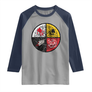Native American Medicine Wheel MMIW Raglan Shirt TS14 Sport Gray Navy Print Your Wear