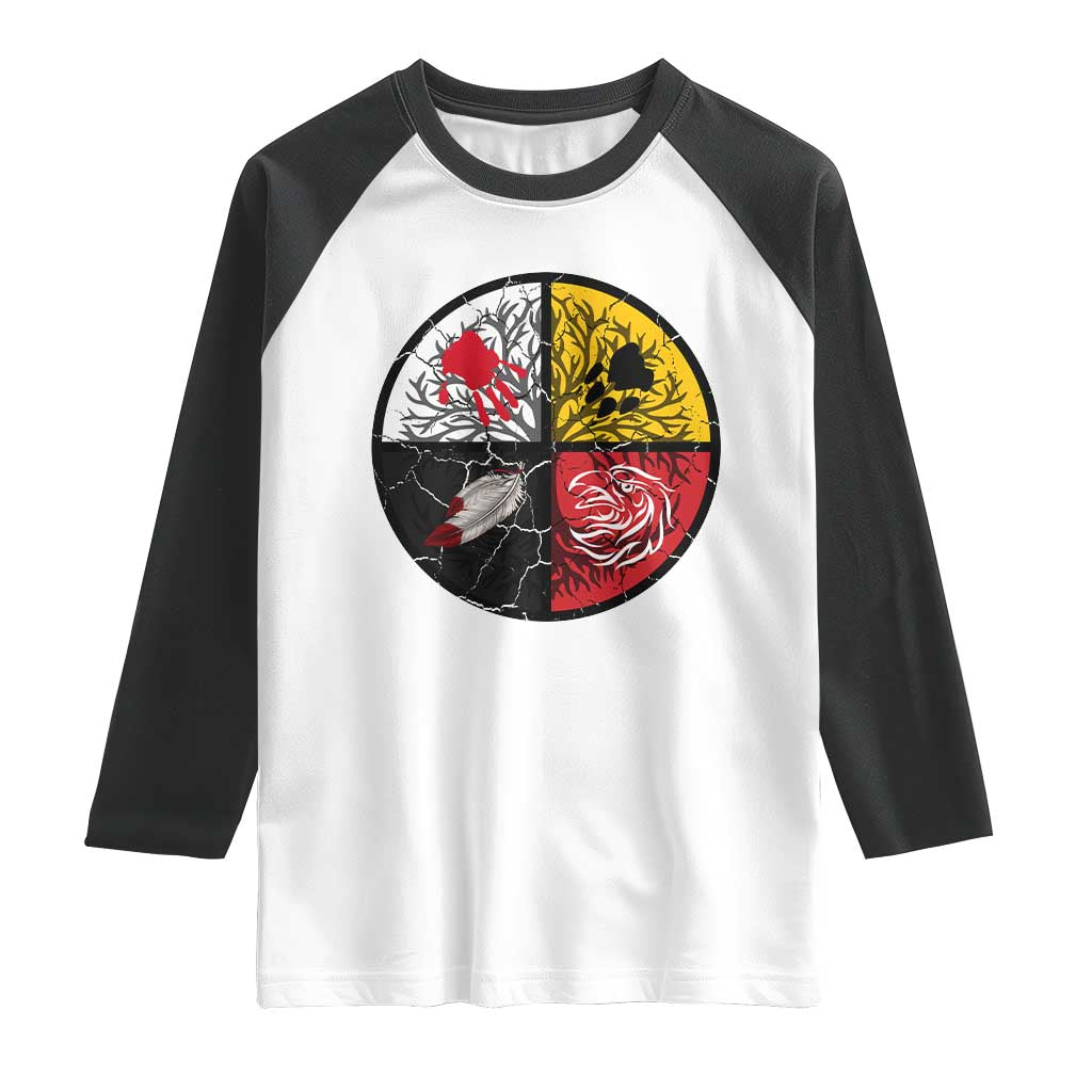 Native American Medicine Wheel MMIW Raglan Shirt TS14 White Black Print Your Wear