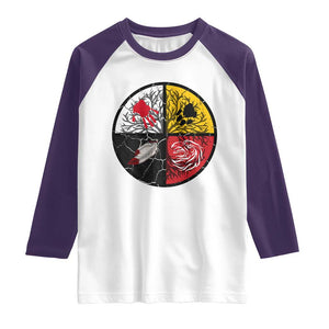 Native American Medicine Wheel MMIW Raglan Shirt TS14 White Purple Print Your Wear