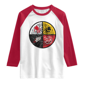 Native American Medicine Wheel MMIW Raglan Shirt TS14 White Red Print Your Wear