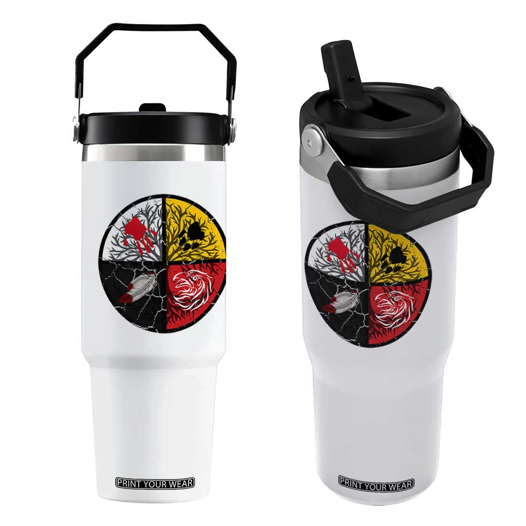 Native American Medicine Wheel MMIW Flip Straw Tumbler TS14 One Size: 30 oz White Print Your Wear