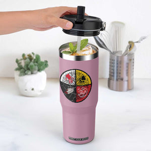 Native American Medicine Wheel MMIW Flip Straw Tumbler TS14 One Size: 30 oz Light Pink Print Your Wear