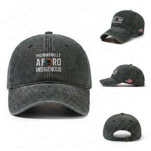 Afro Indigenous Native Pride Phenomenally Indigenous People Washed Cotton Baseball Cap TS14 Washed Cap Universal Fit Dark Green Print Your Wear