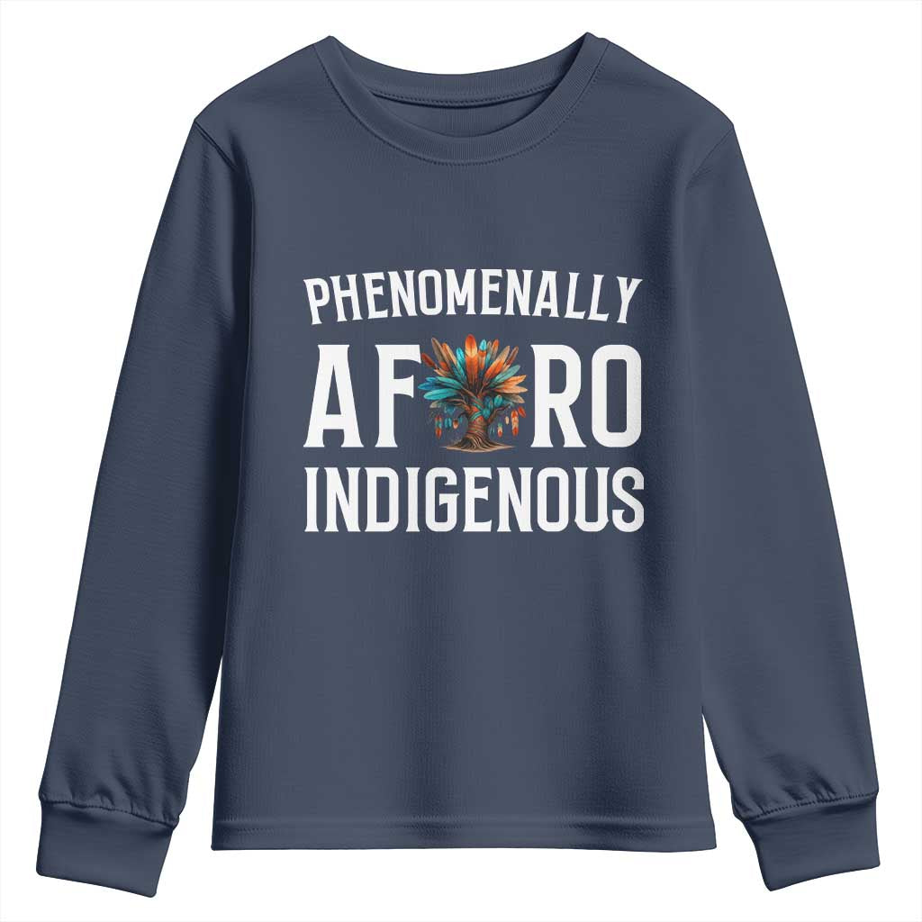 Afro Indigenous Native Pride Phenomenally Indigenous People Youth Sweatshirt TS14 Navy Print Your Wear