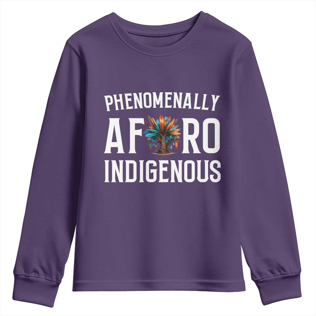 Afro Indigenous Native Pride Phenomenally Indigenous People Youth Sweatshirt TS14 Purple Print Your Wear