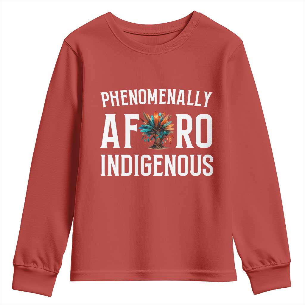 Afro Indigenous Native Pride Phenomenally Indigenous People Youth Sweatshirt TS14 Red Print Your Wear