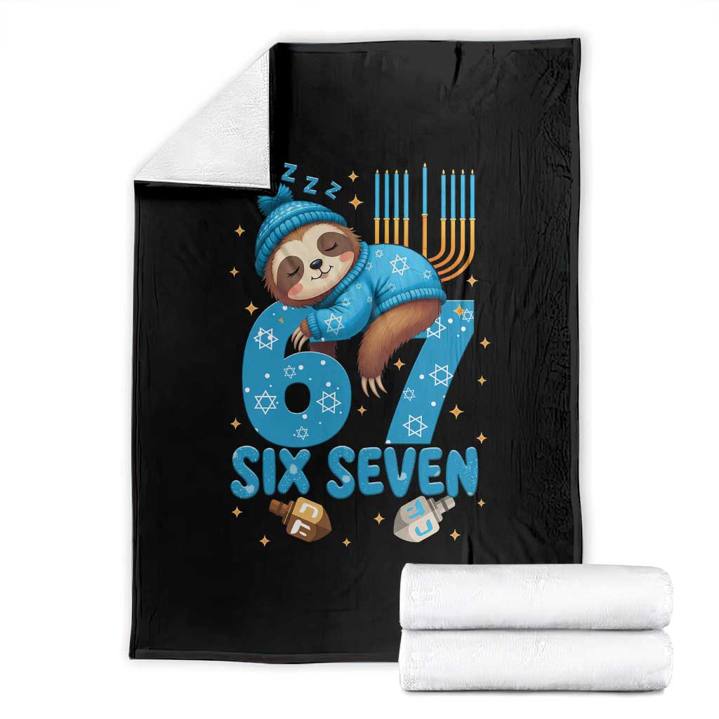 67 Six Seven Meme Throw Blanket Funny Hanukkah Sloth TS14 Black Print Your Wear