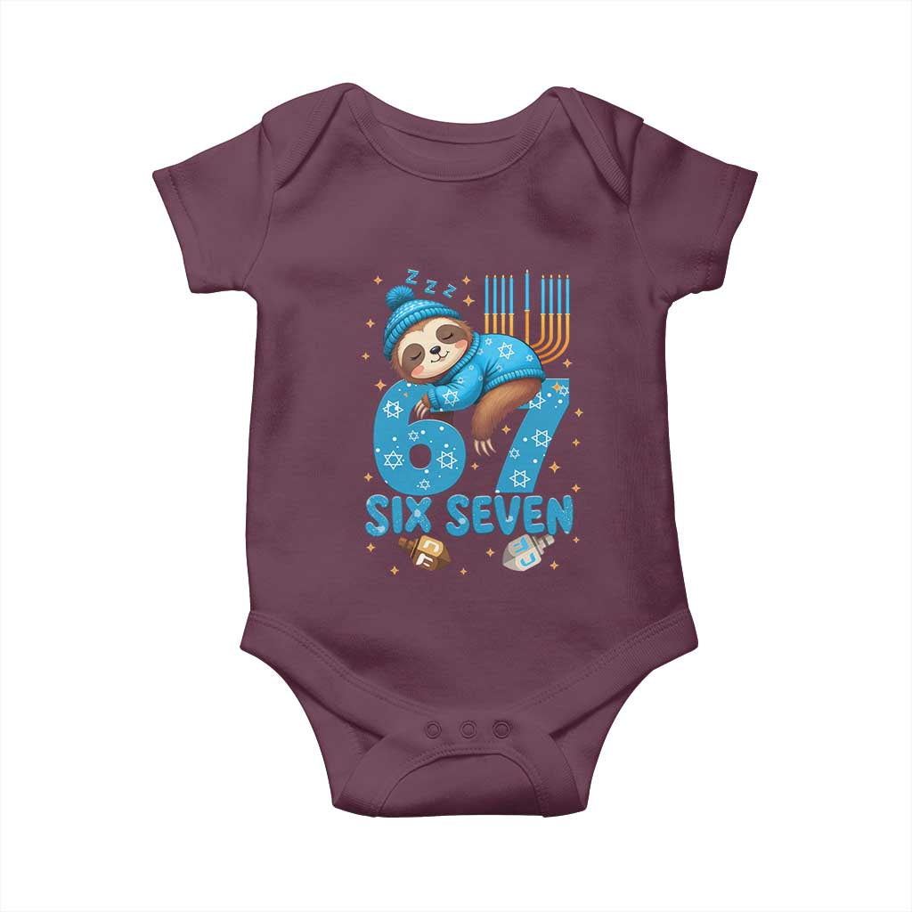 67 Six Seven Meme Baby Onesie Funny Hanukkah Sloth TS14 Maroon Print Your Wear